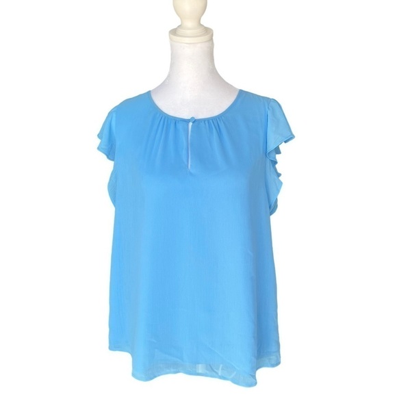 J. Crew - NWT Flutter Sleeve Key Hole Blouse Top Sz M - Picture 3 of 8